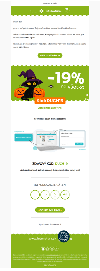 19% Halloweenska zľava 🕯️