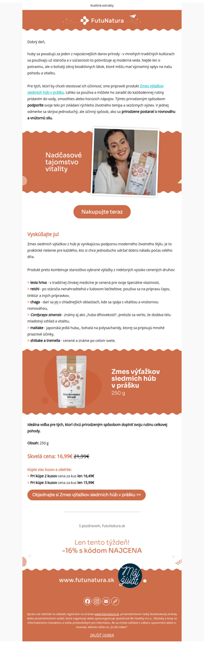 Zmes výťažkov siedmich húb v prášku 🍃