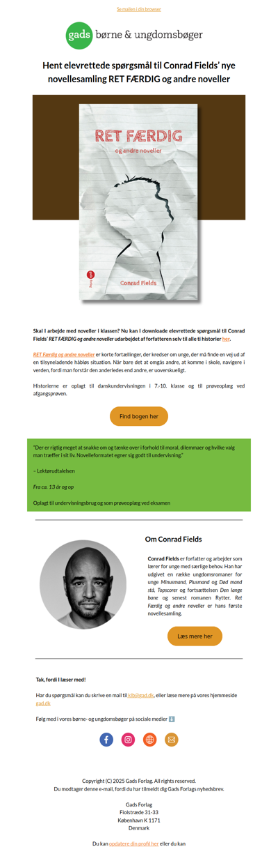 Hent elevrettede spørgsmål til RET FÆRDIG og andre noveller af Conrad Fields