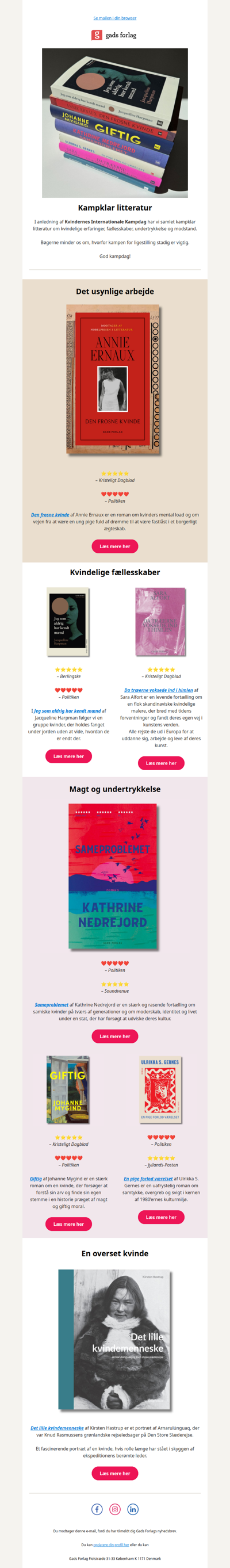Kampklar litteratur til 8. marts