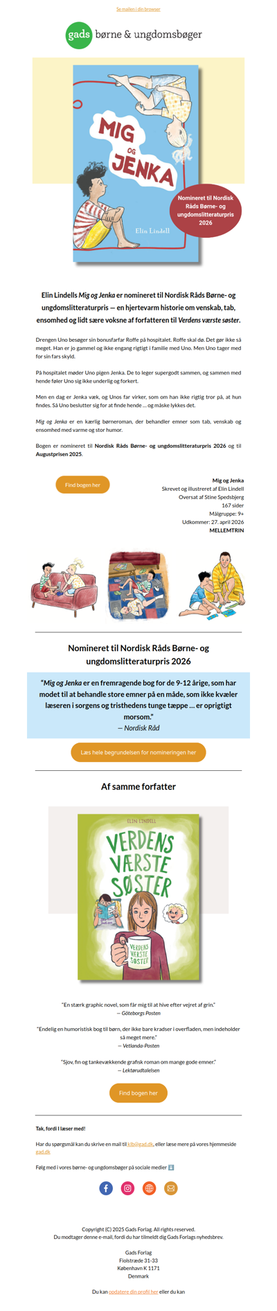 Nomineret til Nordisk Råds Børne- og ungdomslitteraturpris