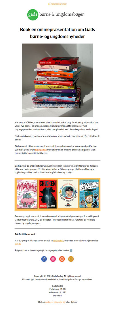 Book en onlinepræsentation om Gads børne- og ungdomsnyheder