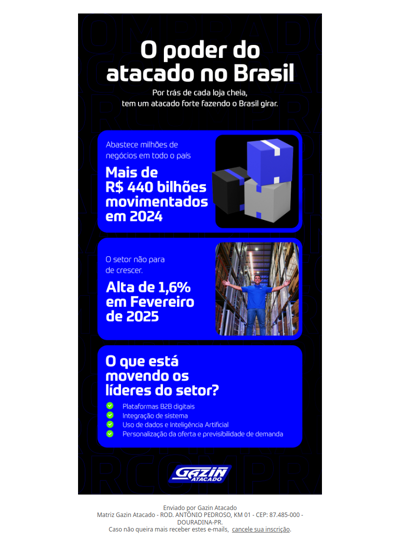 Por trás de cada loja cheia, tem um atacado forte fazendo o Brasil girar!