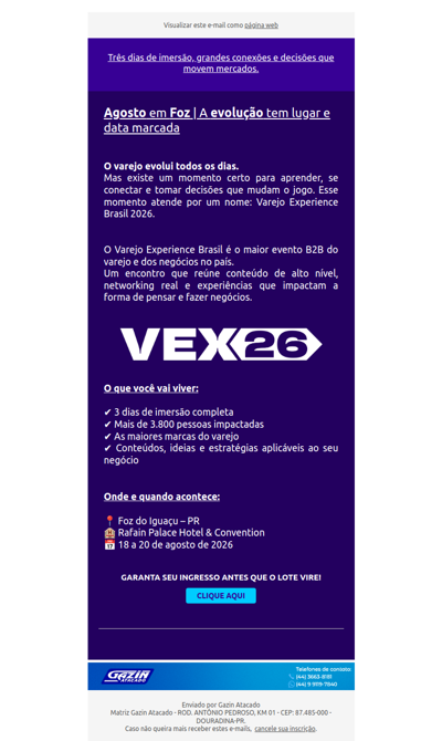 VEX26 - A evolução tem lugar e data marcada.
