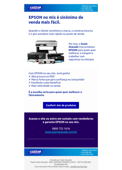 EPSON no seu mix: mais giro e lucro