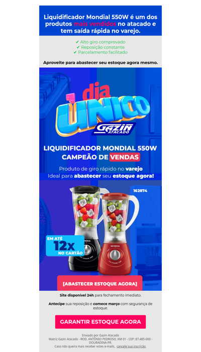 Campeão de vendas com condição ativa em nosso site.