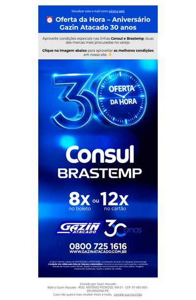 Oferta da Hora – Consul e Brastemp com condição especial