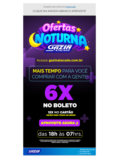 Oferta noturna - Site Gazin atacado