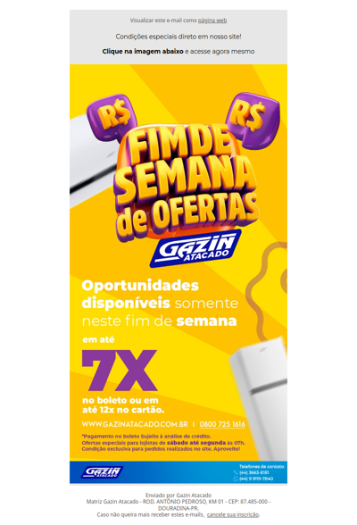 Fim de semana de Ofertas - Gazin atacado