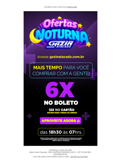 Oferta noturna - Site Gazin atacado