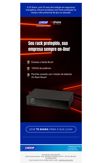 Seu cliente vai gostar! Conheça a linha proteção para rack da TS Shara