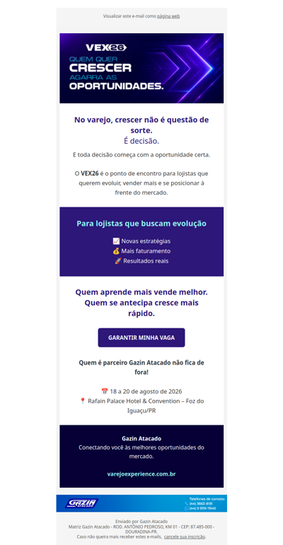🚀 Quem quer crescer precisa estar no VEX26