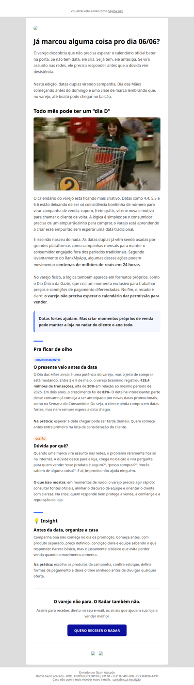 Já marcou alguma coisa pro dia 06/06?
