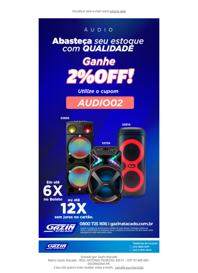 Seu desconto em Áudio está ativo: use AUDIO02