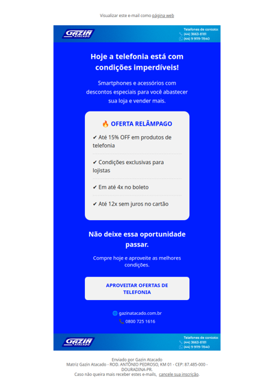 Oportunidade em Telefonia - 12x sem juros no cartão!