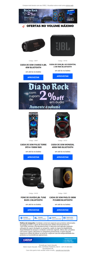 OFERTAS NO VOLUME MÁXIMO - CUPOM 2%OFF