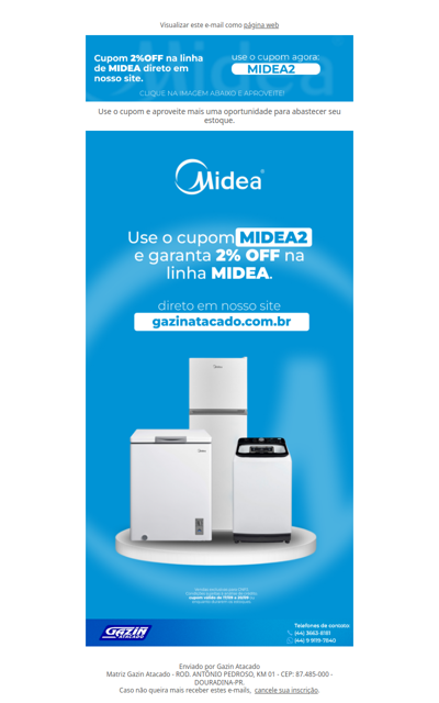2% OFF Midea: aproveite enquanto está disponível