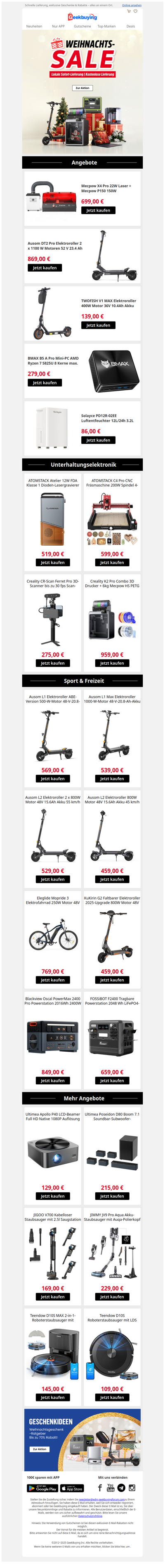 🎄 Feiern Sie Weihnachten mit riesigen Rabatten – bis zu 70 %! ⭐