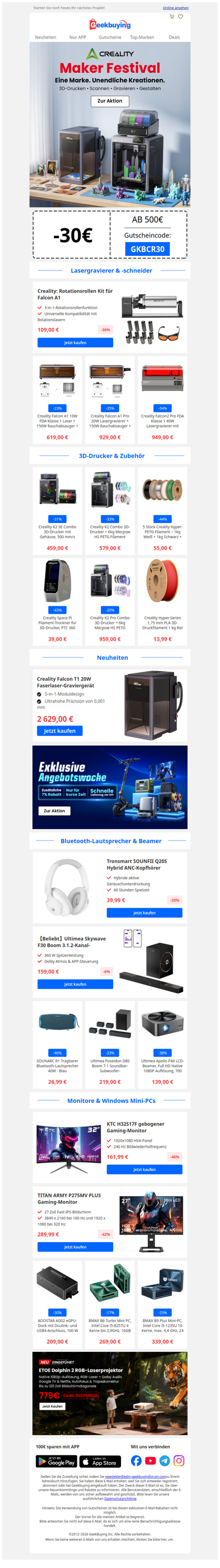 🌟 Neu beim Creality Markenevent: Falcon T1, die weltweit erste 5-in-1-Laser-Workstation + 30 € Rabatt