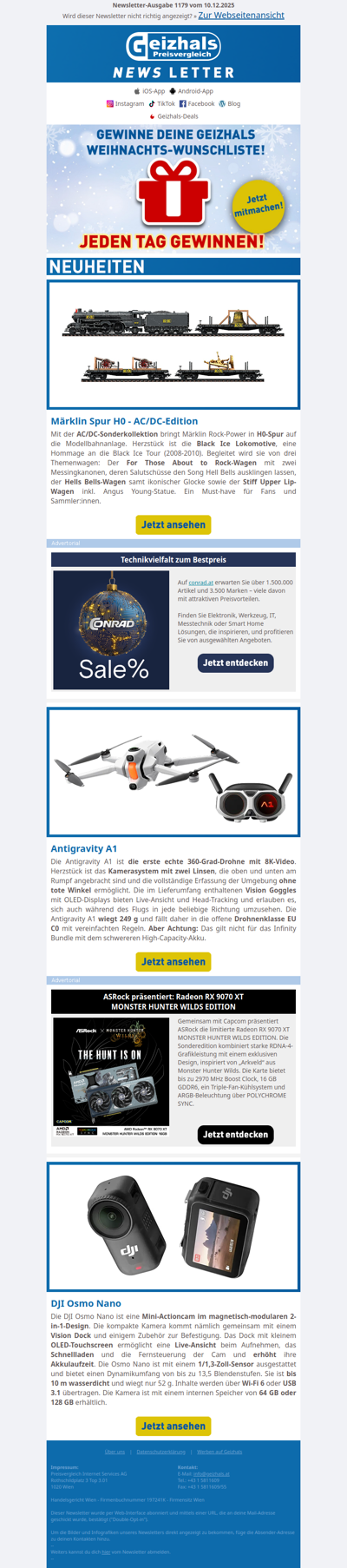 Nur bis 15. Dezember: Tägliche Gewinnchance beim Weihnachtswunschlisten-Gewinnspiel!