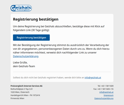 Registrierung bestätigen