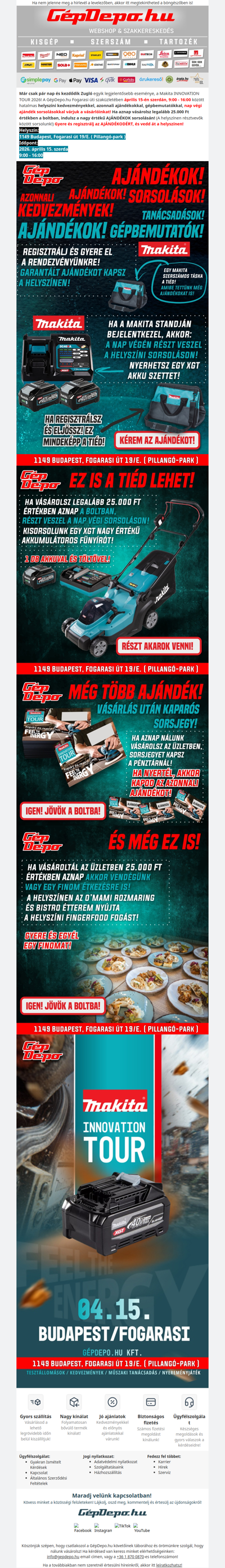 AJÁNDÉKOD már várja, hogy átvedd!🔥Makita INNOVATION TOUR 2026.04.15.🔥