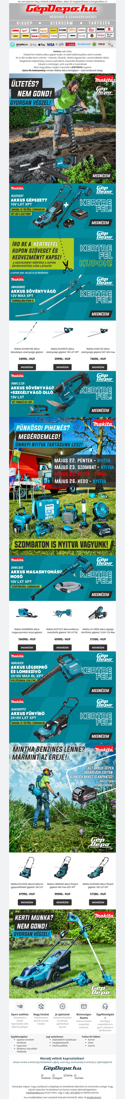 Kertre fel! Akkus kerti gépek KUPONNAL!😍💚🌳