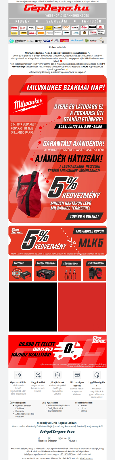 Milwaukee szakmai nap és kupon kedvezmény!🔥🎁