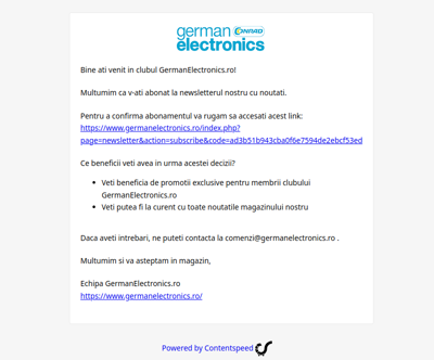 Abonare newsletter GermanElectronics.ro