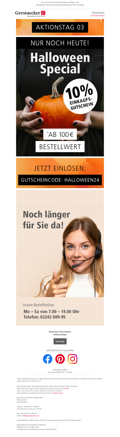 Nur noch heute! Halloween-Special: 🎃 10% Rabatt* auf Ihren Einkauf!