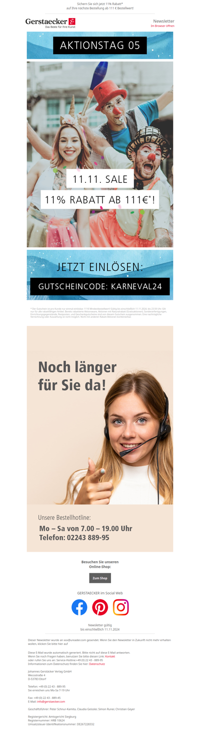 🔥 AKTIONSTAG 05 🔥 Nur heute 🥳 11% Rabatt* auf Ihren Einkauf!