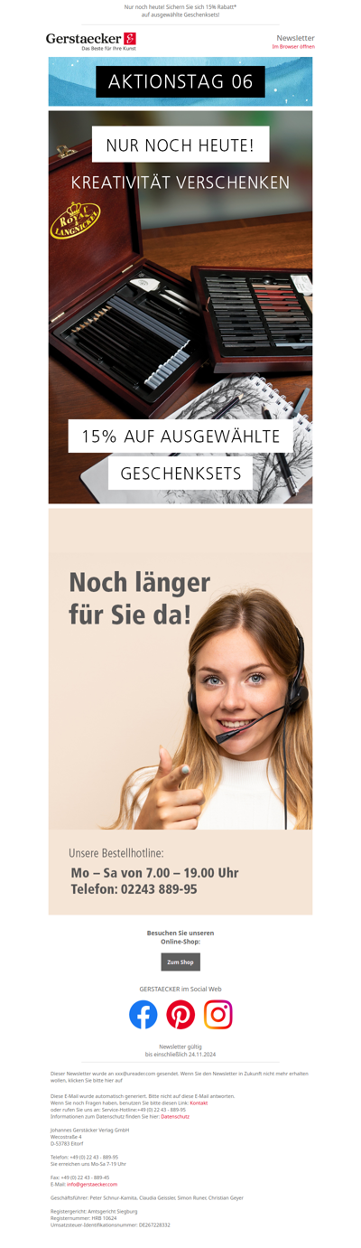 Nur noch heute! Sichern Sie sich 15% Rabatt* auf ausgewählte Geschenksets!