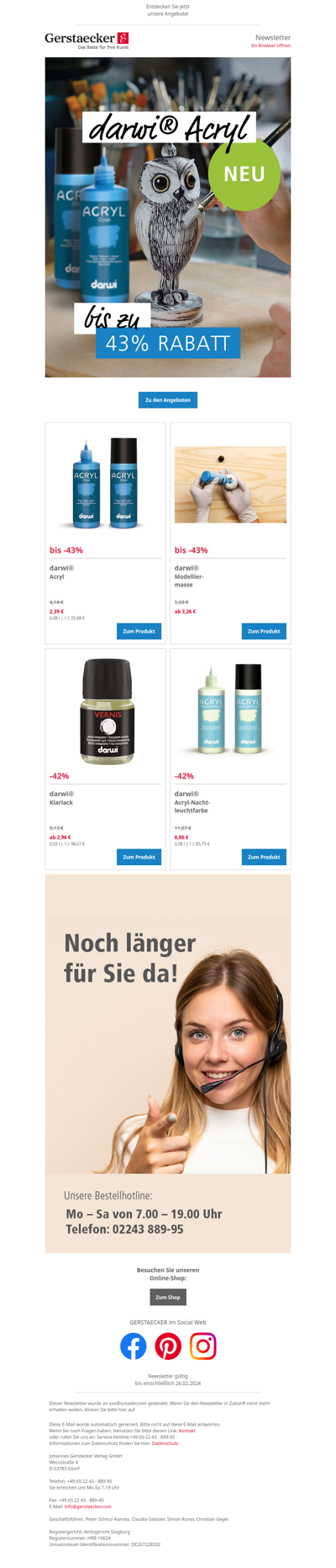 40% auf darwi® Acryl