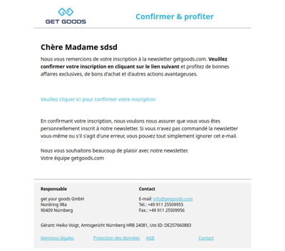 Confirmer la newsletter maintenant!