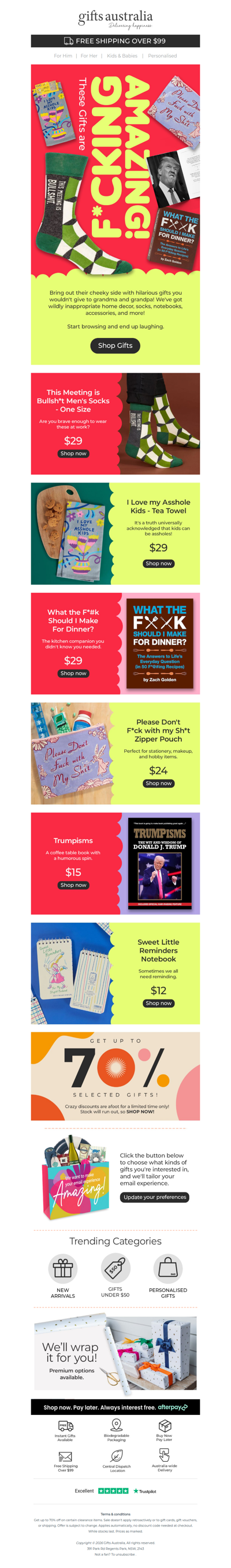 Slightly inappropriate gifts full of fun