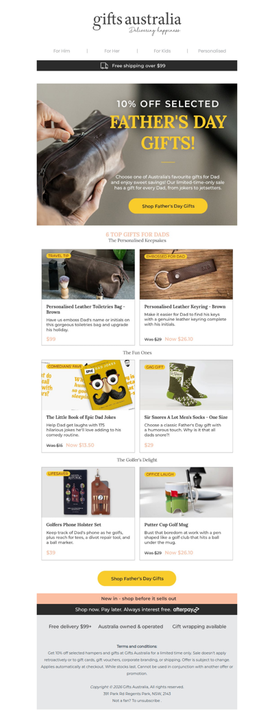 Get 10% off Australia's top Father's Day gifts