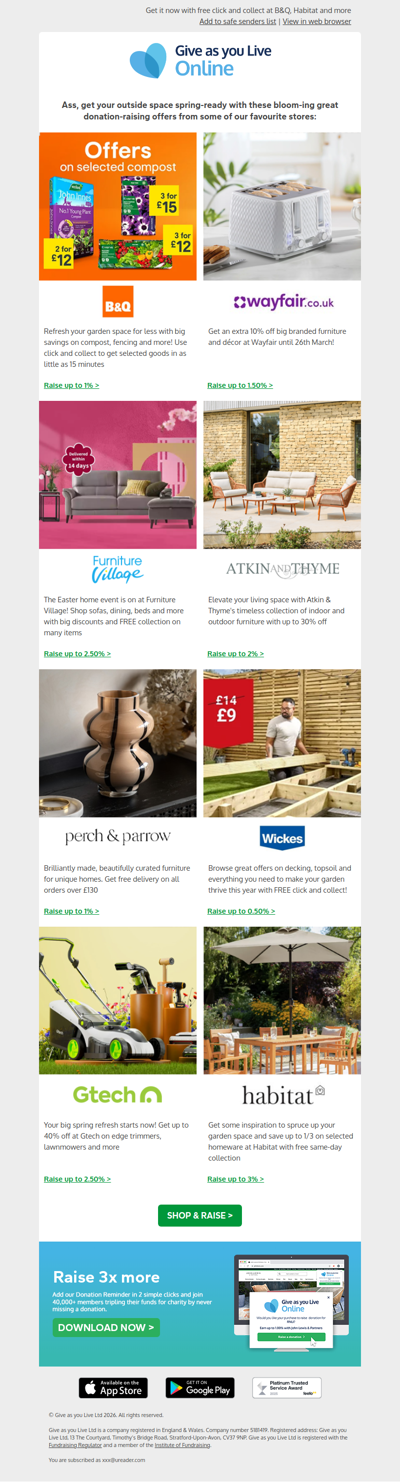 🏠🌱 Sales for you, ££ for your charity...