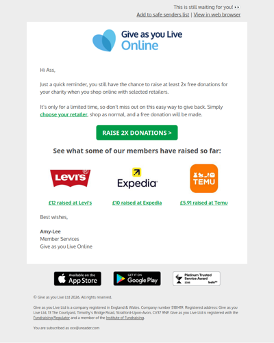 RE: Ass's doubled donations