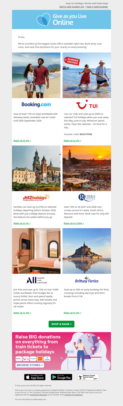 Raise BIG for your charity on your next getaway ✈️