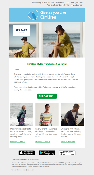 Timeless styles & savings from Seasalt Cornwall