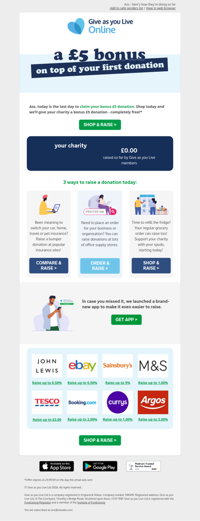 An update on your charity