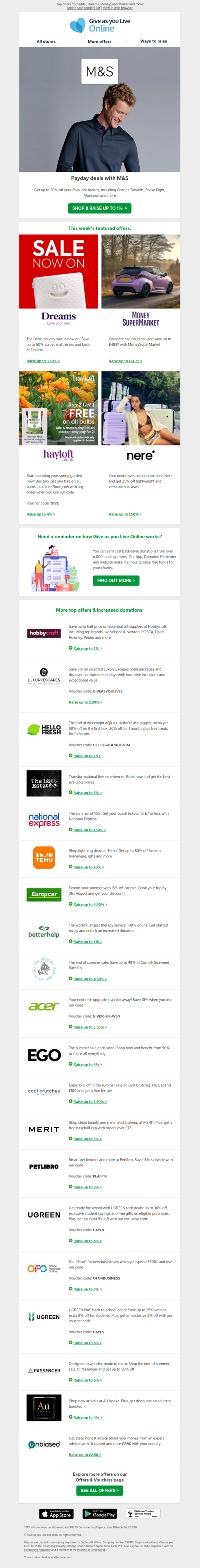 Your Bank Holiday deals for your charity!