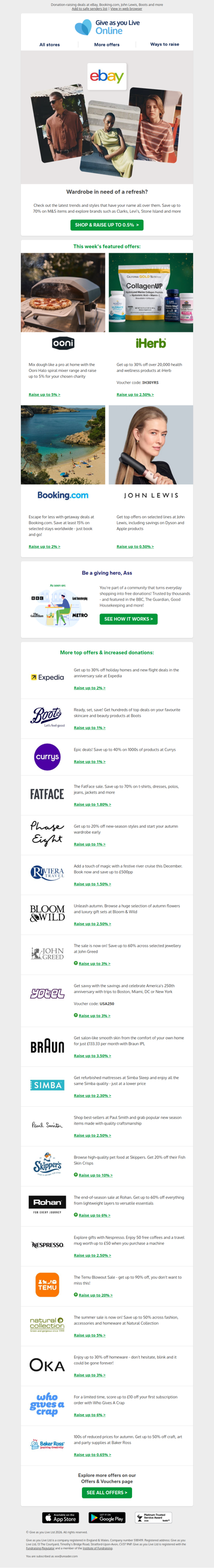 New month, new donations for your charity