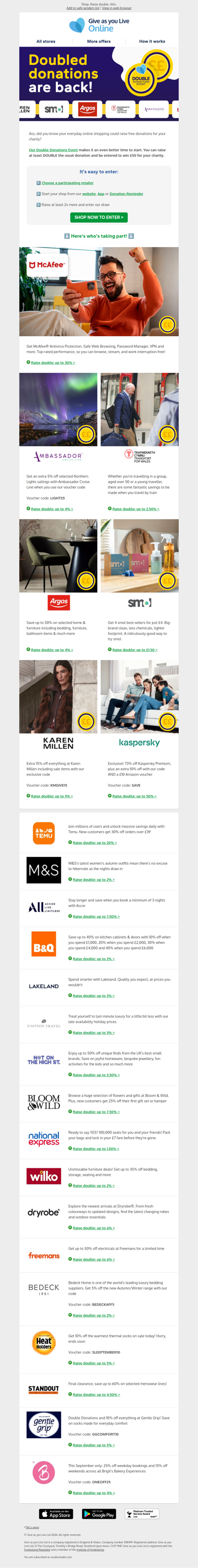 £50 going to your charity