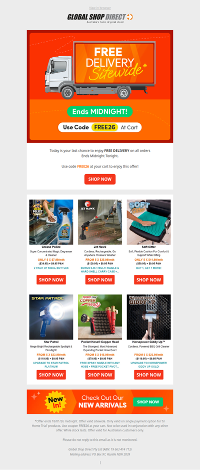 Don't Miss Out On Free Delivery Sitewide!