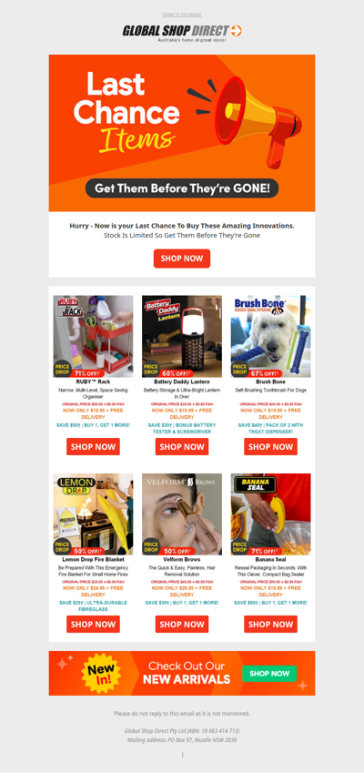 Last Chance Items from $19.95