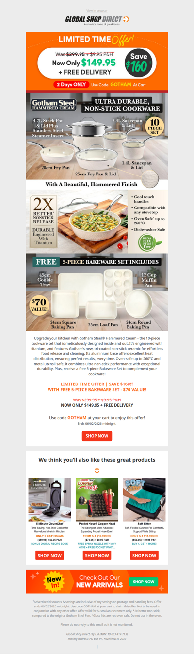 10-Piece Cookware Set at $129.95 - 2 Days Only! Save $160