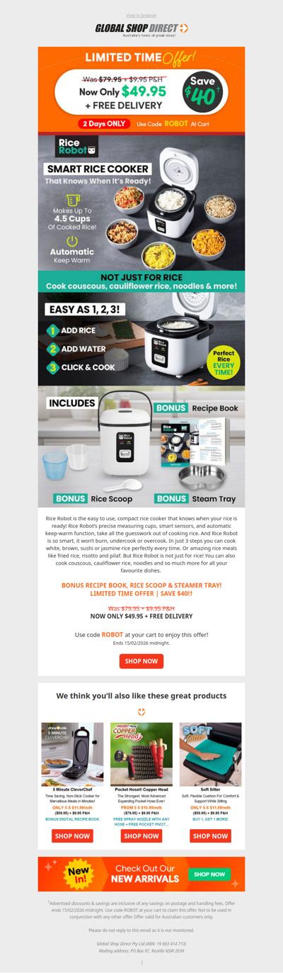 Save $40 On Rice Robot! 2 Days Only