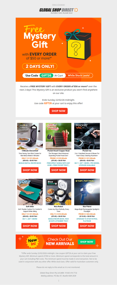 🎁 Free Mystery Gift With Every Purchase Over $50!