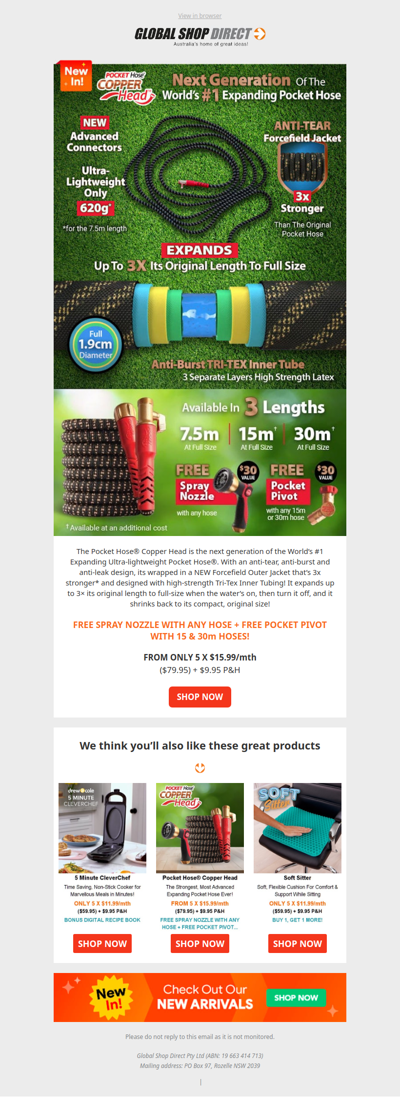 New In: Pocket Hose Copper Head